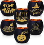 WDHODEC Halloween Candle Holders 6 Pieces Black Glass Votive Candle Holder for Halloween Wedding, Party, Table Centerpiece Décor Halloween Decorations Indoor and Outdoor