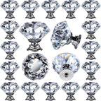 26 pcs Glass Cabinet Knobs Crystal Drawer Pulls Clear 30 mm Diamond for Kitchen, Bathroom Cabinet, Dresser and Cupboard by DeElf