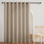 RYB HOME Extra Wide Semi Sheer Curtains, Grommet Easy Sliding Room Divider for Office Bedroom Separation, Large Window Curtains for Sliding Glass Door, Khaki, W 100 x L 84, 1 Pcs