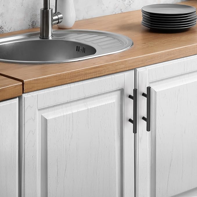 JOY DECOR 20 Pack Cabinet Handles, Black Cabinet Pulls, 3 in Hole Center Kitchen Hardware, Stainless Steel T Bar Handles for Dresser Drawers