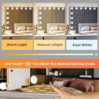 M MIVONDA Large Vanity Mirror with 17 Bulbs Lights, Hollywood Lighted Makeup Mirror for Desk and Wall, Dimmable 3 Lighting Modes, Plug-in & USB Charger Port