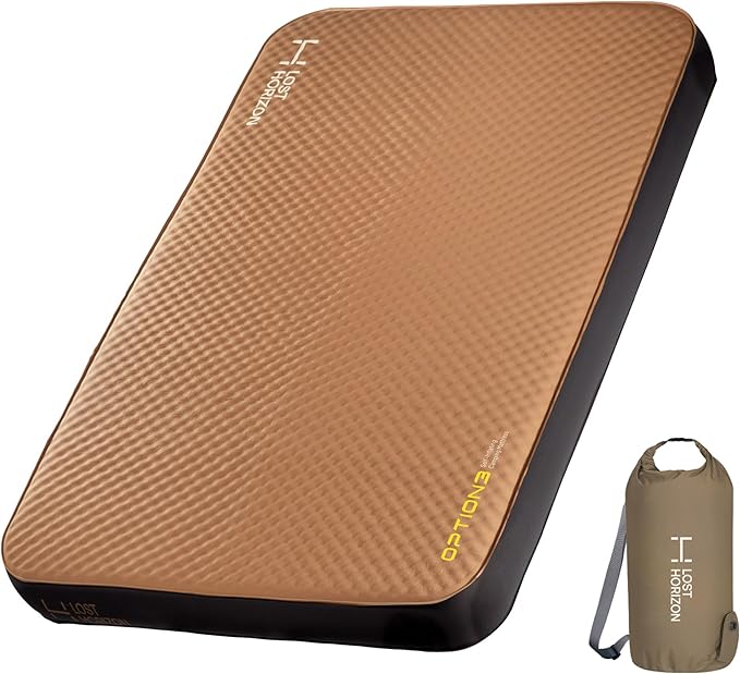LOSTHORIZON Air & Foam Camping Mattress, Self-Inflating Sleeping Pad, 4.5" Thick, with Air Pump, Full