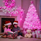 JMEXSUSS 200 LED Pink Christmas Lights for Decor, 66ft Pink String Lights Indoor Outdoor Clear Wire, Rose Color LED Fairy Light Plug in for Girls Room Wall Christmas Tree Party Decorations