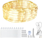 SURNIE LED Rope Lights Outdoor Warm White, Waterproof 18FT Cuttable 3000K Soft Lighting Indoor 110V Flexible Clear Tube for Bedroom Outside Garden Deck Patio Camping Decor, Not Flat Strip
