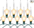 Brightown Bubble String Lights, 2 Pcak 9 Counts Traditional Clear Bubble Bulbs with Silver Glitter, Christmas Bubble Lights for Tree Holiday Christmas Celebrations Lighting, Green Wire