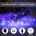USB Powered Fairy Lights, 100 led 33 ft. USB Plug in Copper Wire USB String Lights for Bedroom Christmas Decoration Wedding Party Firefly Lights (Blue,1 Pack)