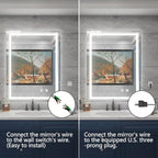 28x36 Inch LED Bathroom Mirror with Lights, Adjustable 3000K/4500K/6000K, Wall Mounted Lighted Bathroom Vanity Mirror, Memory Funtion, Stepless Dimmable, Anti-Fog, Horizontal/Vertical
