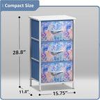 Sorbus Nightstand with 3 Drawers - Bedside Furniture & Accent End Table Chest for Home, Bedroom, Office, College Dorm, Steel Frame, Wood Top, Easy Pull Fabric Bins (3-Drawer, Pastel Tie-dye)