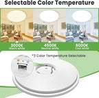 zemty 20 inch LED Flush Mount Ceiling Light, 50W 5000lm Large Light Fixture, 3 Color Temperature in One 3000k 4500k 6000K Round Modern Ceiling Lamp for Bedroom Kitchen Dining Room (White)