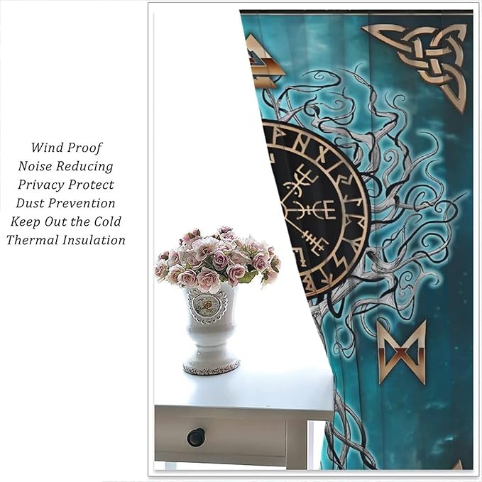 Viking Curtains Viking Totem Curtains Ancient Scandinavian Bedroom Living Room Decoration 2 Panel Groups W84 * L84 Inch