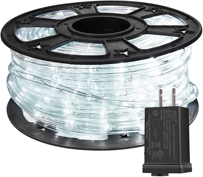 100 Feet 720 LED Rope Lights,2-Wire Low Voltage Waterproof Rope Lights Outdoor,Indoor Background Lighting Idear for Trees,Bridges,Eaves,Pool,Wedding Use(White)