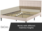 Decoro Mornington Upholstered 2.0 Platform Bed, Button-Tufted Fabric Headboard and Metal Frame with Wood Slat Support, Linen, King