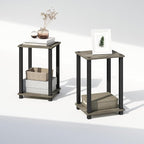 Furinno Simplistic Night Stand Set of 2, 2-Tier Small Nightstand with Open Shelf, Toolless Assembly Bedside Table, End Table, Side Table, for Bedroom, Living Room, French Oak