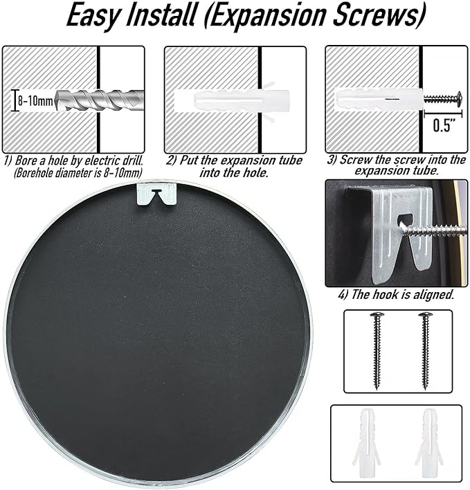 20" Round Mirror Circle Wall Mounted Hanging or Against Wall Metal Frame Dressing Make-up Mirrors for Entryway Bedroom Bathroom Living Room 20 inch Silver