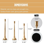 Denique Iron Taper Candle Holder Set of 3, Gold Candlestick Holders Decorative Candle Stand, Tapered Candle Holders Tall Set for Wedding, Dining Table, Home Decoration (Gold)