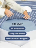 Extra Deep Cal King Sheet Set - 6 Piece Breathable & Cooling Sheets - Hotel Luxury Bed Sheets Set - Easy Fit - Soft, Wrinkle Free & Comfy Sheets Set - Blue Striped Sheet Set with Extra Deep Pockets