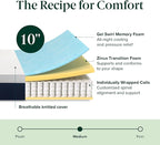 ZINUS 10 Inch Queen Cooling Comfort Hybrid Mattress [New Version], Fiberglass Free, Medium Firm Feel, Motion Isolation, Certified Safe Foams & Fabric