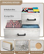 Sorbus Dresser with 8 Faux Wood Drawers - Chest Organizer Unit with Steel Frame Wood Top & Handle Easy Pull Fabric Bins for Clothes - Wide Storage Furniture for Bedroom Hallway, Living Room & Closet