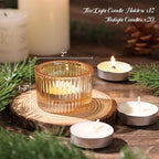 12Pcs Gold Candle Holders for Table Centerpiece, Ribbed Gold Tea Light Candle Holders with 20pcs Tea Light Candles for Wedding Decor, Home Decor and Party Decor
