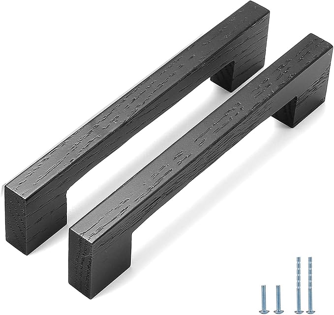 Black Square 7-1/2in 8 pcs Wooden Drawer Pulls Handle pulls for cabinets Kitchen Cabinet Drawer pulls Cabinet Door Pull