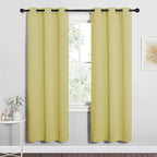 NICETOWN Bedroom Curtain Panels Blackout Draperies, Thermal Insulated Solid Grommet Blackout Curtains/Drapes (Paler Yellow, 1 Pair, 34 by 72-inch)