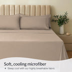 LuxClub 4 PC California King Sheet Set, Breathable Luxury Bed Sheets, Deep Pockets Wrinkle Free Cooling Sheets Machine Washable Hotel Bedding Silky Soft - Light Khaki Cal King