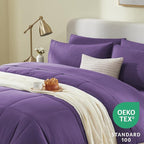 CozyLux King Size Comforter Set Purple, 7 Pieces Bed in a Bag, Purple Comforter King Size, All Season Bedding Sets with Stitch Quilted Comforter, Flat Sheet, Fitted Sheet, Pillowcases