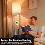 RUNTOP Floor Lamp with Shelves, Shelf Lamp with 3 Color Temperature LED Bulb,Lamps for Living Room, Standing Lamp Modern Tall Standing Light Display Shelf Floor Lamps for Bedroom, Office Home Decor