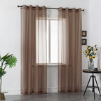 DUALIFE Chocoalate Brown Sheer Curtains 108 Inches Long Voile Panels Drapes Grommet Curtain Sheers for Living Room Transparent Bedroom Light Filtering Window Treatments 2 Panels 52x108 Inch Dark Brown