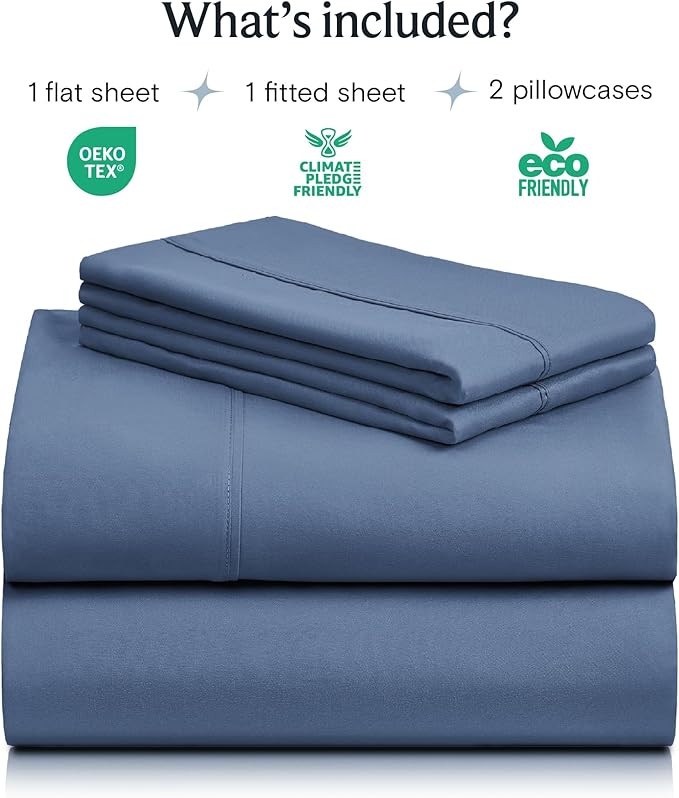 LuxClub 4 PC King Sheet Set, Breathable Luxury Bed Sheets, Deep Pockets Wrinkle Free Cooling Bed Sheets Machine Washable Hotel Bedding Silky Soft - Oxford King