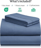 LuxClub 4 PC Full Sheet Set, Breathable Luxury Bed Sheets, Deep Pockets Wrinkle Free Cooling Bed Sheets Machine Washable Hotel Bedding Silky Soft - Oxford Full