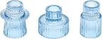 Vixdonos Glass Candlestick Holders Tealight Candle Holders for Table Centerpieces, Wedding Decor and Dinner Party (3 Pcs, Light Blue)