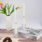 Unity Candle Holder - Glass Candle Holders for Pillar Candles Taper Candles, Glass Candlestick Holders Set of 3, Decorative Clear Glass Candlestick Holder for Wedding Table Dinning Church Centerpiece