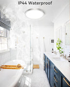 zemty LED Ceiling Light Brushed Nickel - 12In 28W 3200lm Silver Flush Mount Ceiling Light with 3 Color Temperature 3000K/4500K/6000K - Round Flat Light Fixture for Kitchen Bathroom Shower