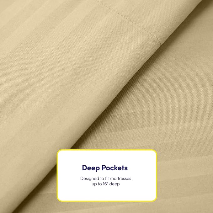Dobby Stripe Queen Sheets - 6 Piece 1500 Supreme Collection Fine Brushed Microfiber Deep Pocket Queen Sheet Set Bedding - 2 Extra Pillow Cases, Great Value, Queen, Dobby Sage