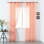 DUALIFE Coral Curtains 84 Inches Long for Living Room Set of 2 Panels Grommet Transparent Coral Sheer Curtains for Bedroom Decor Dining Area Decorations 52x84 Inch Length