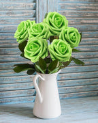 JOYLEX Artificial Flowers Realistic Roses, Real Looking Fake Roses with Stem for DIY Wedding Bouquets Centerpieces Bridal Shower Party Home Romantic Decorations (Green, Regular 3" - 200pcs)