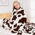 Richave Fleece Cow Print Blanket for All Season - Premium Lightweight Anti-Static Brown and Ivory Twin/Twin XL Size Extra Long Blankets, Bedroom Decor 66" x 90"(Brown Cow)