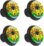 4 Pack Cabinet Knobs Spider Yellow Drawer Pulls Crystal Glass Round Knobs Handles for Dressers Drawer Bathroom Kitchen Cupboards Wardrobes Hardware Furniture Knobs