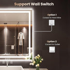 28"X36" LED Bathroom Mirror with Front Lights and Backlit, Anti-Fog, Dimmable, Shatter-Proof Tempered Glass, Lighted Bathroom Vanity Mirror for Wall with 3 Colors, Memory Function