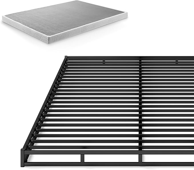 ZINUS Quick Lock Metal Smart Box Spring, 4 Inch Mattress Foundation, Strong Metal Structure, Easy Assembly, Full, White