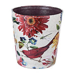 Leather Trash Can, Retro Decorative Waste Basket, 10L Capacity Small Waste Paper Basket, Waterproof Garbage Can for Bathroom, Bedroom, Office, Kitchen and Living Room - Red Bird