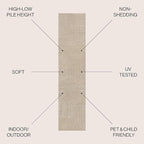 Eyely NCS101E-28 Odense High-Low Minimalist Angle Geometric Beige/Cream 2 ft. x 8 ft. Indoor/Outdoor Runner Rug, for Home, Backyard, Patio, Porch, Bedroom, Kitchen, Living Room