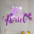 CRYPTONITE Custom Stickers Name Wall Decor with Purple Flower | Custom Name & Initial for Purple Wall Decor | Flower Wall Decals for Bedroom Decor I Custom Decal for Baby Girl Nursery Decor(E. Floral)