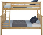 Max & Lily Bunk Bed Twin Over Full Size with Ladder, Solid Wood Platform Bed Frame with Ladder for Kids, 14" Safety Guardrails, Easy Assembly, No Box Spring Needed, Natural