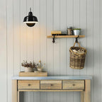 Design House Mason Barn Light Indoor/Outdoor Wall Mount Modern Industrial Farmhouse Wall Light for Patio, Garage, Bathroom, Office, Kitchen, 8-Inch, Satin Black, 579367