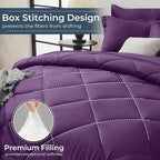 HEVUMYI Grape Purple Queen Comforter Set - 7-Piece All Season Bed in a Bag Queen, Ultra Soft Bedding Set with Comforter, Flat Sheet, Fitted Sheet, Pillowcases, Pillow Shams
