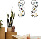 Wall Sconces Candle Holder Set of 2, Antique Multi-Color Leaf Branch Wall Mount Hanging Metal Wall Candle Holder Candle Sconce for Living Room Dining Room