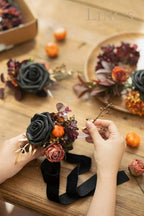 Ling's moment Artificial Flowers 25Pcs Black Roses Decor w/Stems,3" Real Touch DIY Foam Floral for Wedding Bouquet/Centerpieces, Outdoors Party Backdrop, Room/Table, and Garden/Pot Decorations