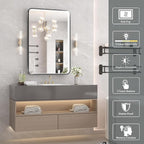 28x36 Inch LED Bathroom Mirror with Lights, Black Metal Framed LED Mirror for Bathroom, 3 Colors and Stepless Dimmable Wall Mounted Lighted Bathroom Vanity Mirror, Anti-Fog, Memory